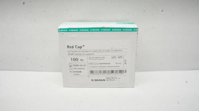 Braun R2000B Red Cap Dual Function Luer Lock Plug - Box of 85
